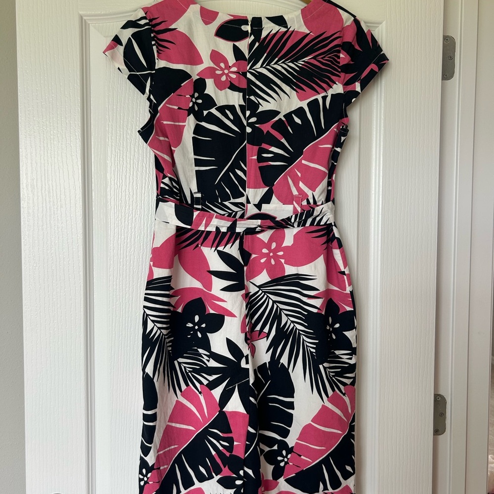 Tropical Pink and Black Floral Dress
